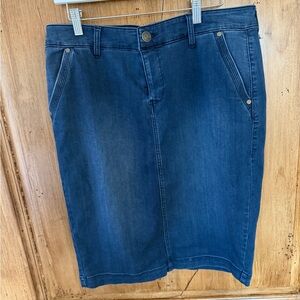 one 5 one Dark Blue Denim Pencil Skirt